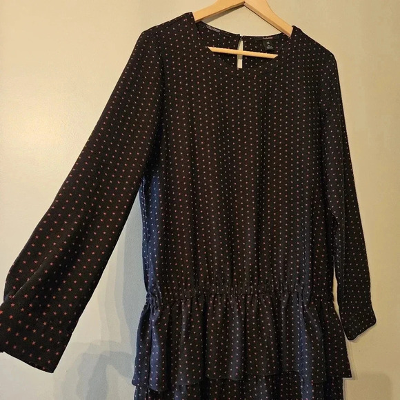 Scotch & Soda Stars Print Long Sleeve Low Waist Mini Ruffled Dress Size Medium. - Picture 6 of 16